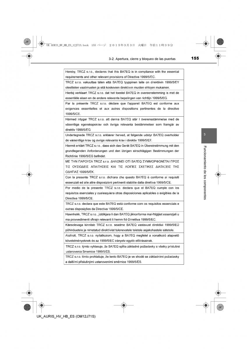 Toyota Auris Hybrid II 2 manual del propietario / page 155