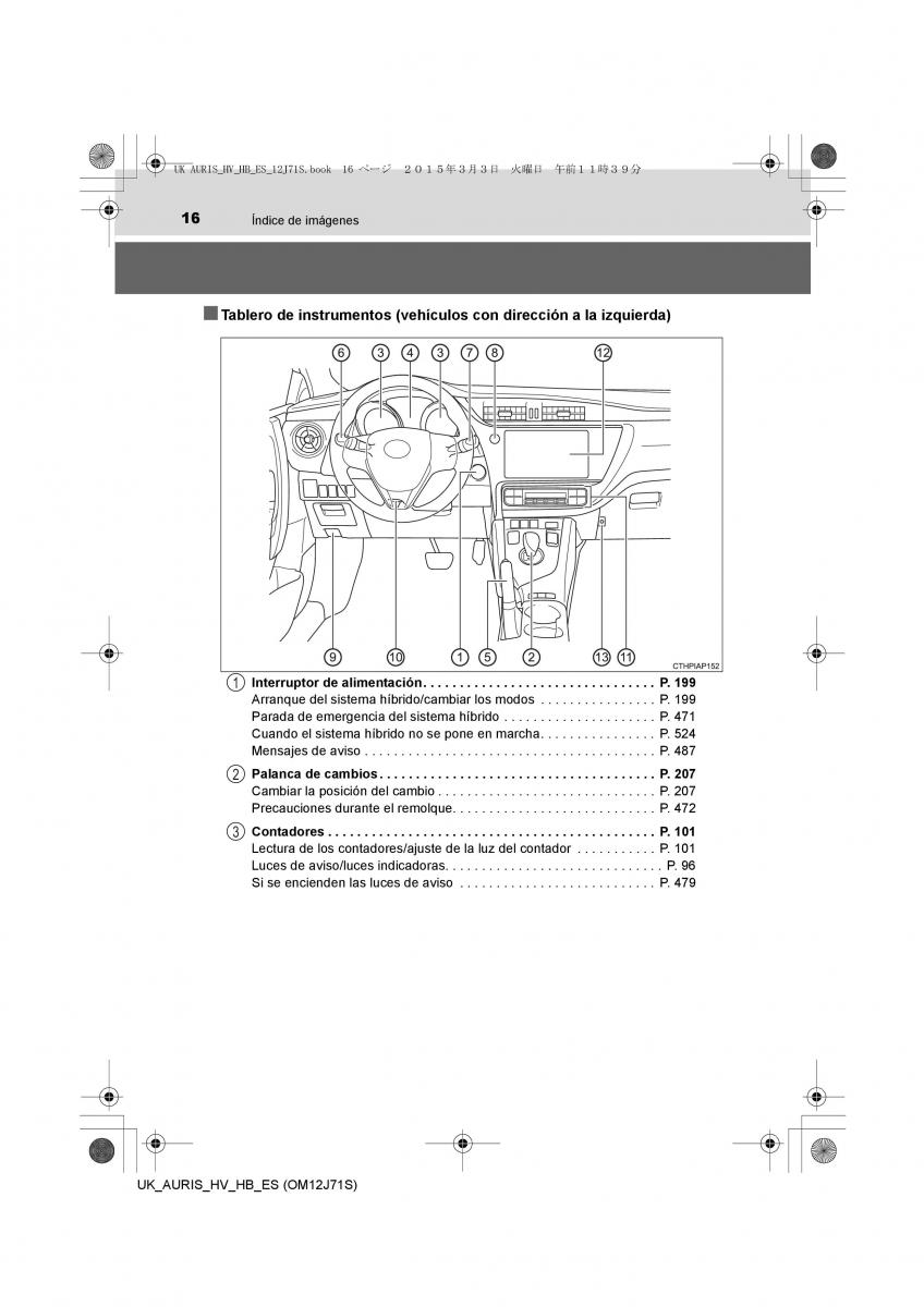 Toyota Auris Hybrid II 2 manual del propietario / page 16