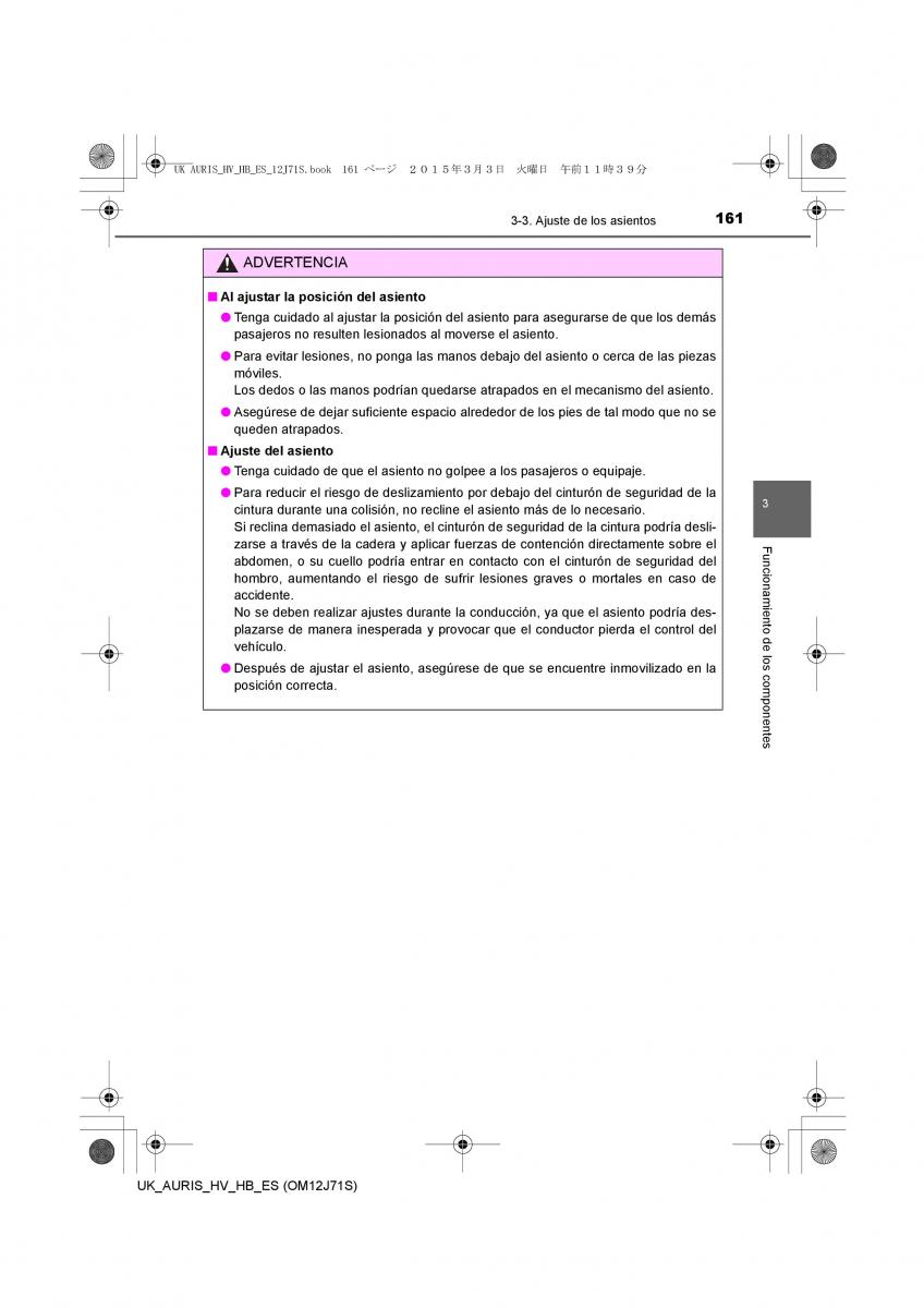 Toyota Auris Hybrid II 2 manual del propietario / page 161