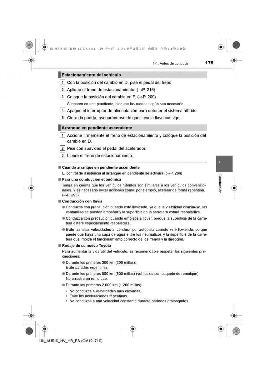 Toyota Auris Hybrid II 2 manual del propietario / page 179