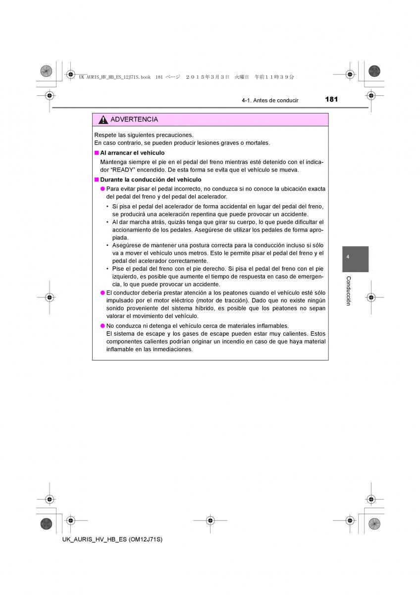 Toyota Auris Hybrid II 2 manual del propietario / page 181