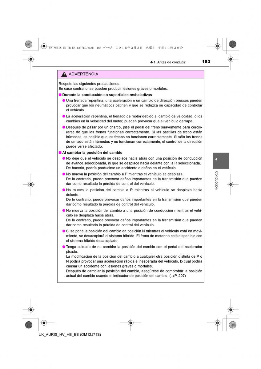 Toyota Auris Hybrid II 2 manual del propietario / page 183