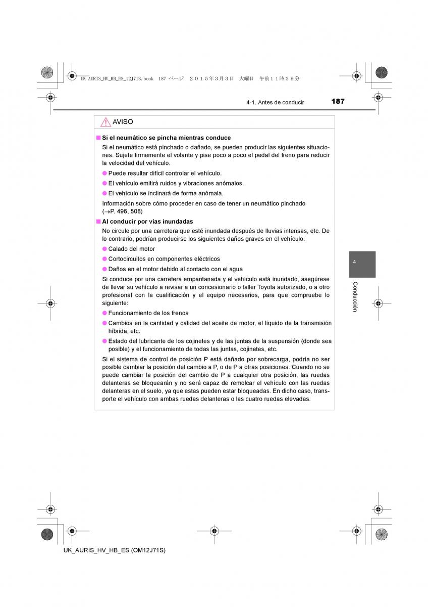 Toyota Auris Hybrid II 2 manual del propietario / page 187