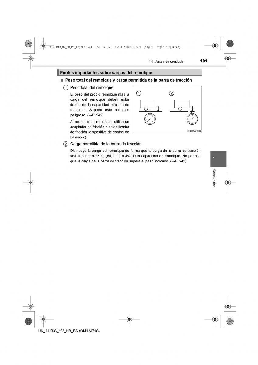 Toyota Auris Hybrid II 2 manual del propietario / page 191