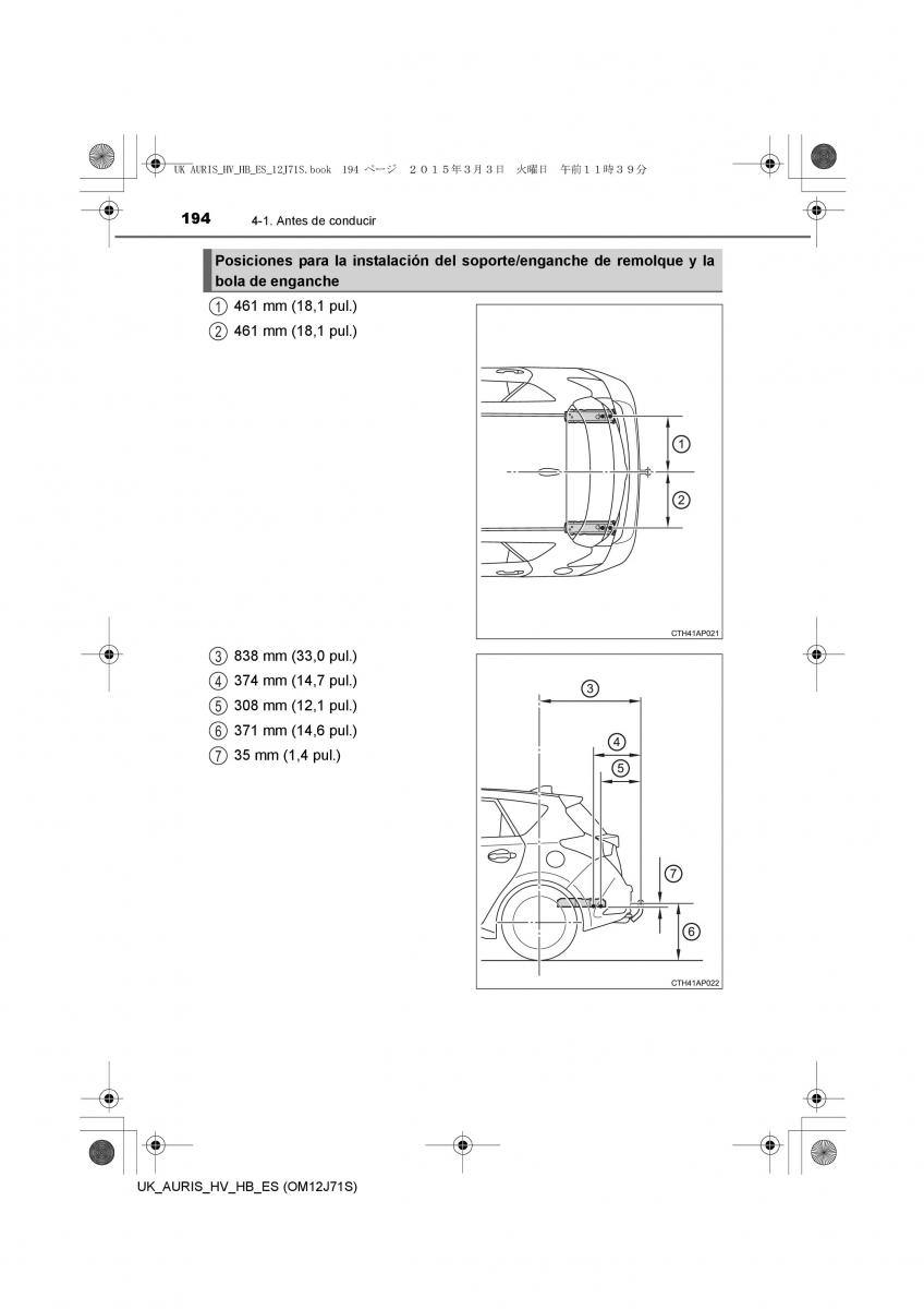 Toyota Auris Hybrid II 2 manual del propietario / page 194