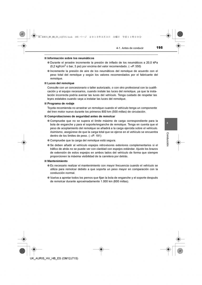 Toyota Auris Hybrid II 2 manual del propietario / page 195