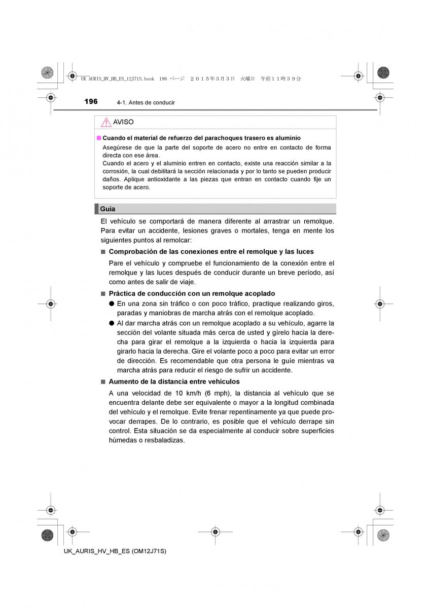 Toyota Auris Hybrid II 2 manual del propietario / page 196