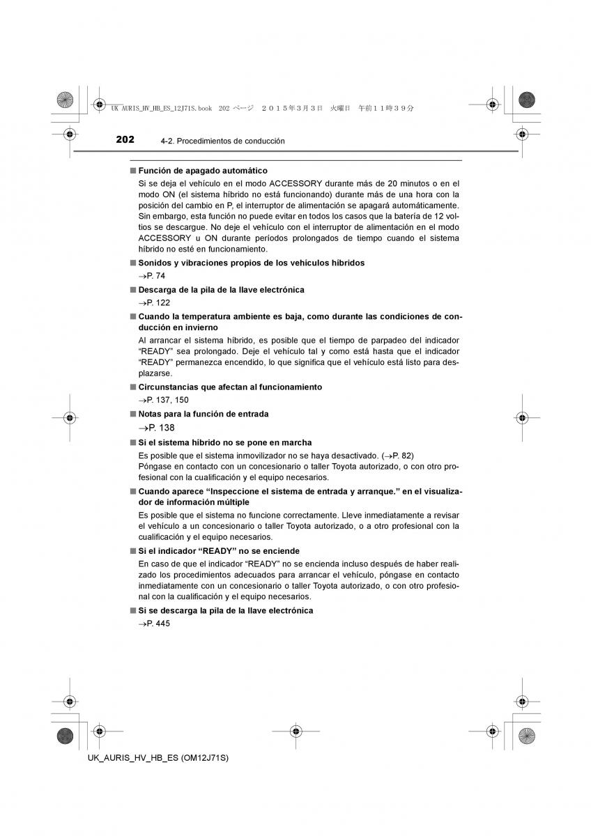 Toyota Auris Hybrid II 2 manual del propietario / page 202