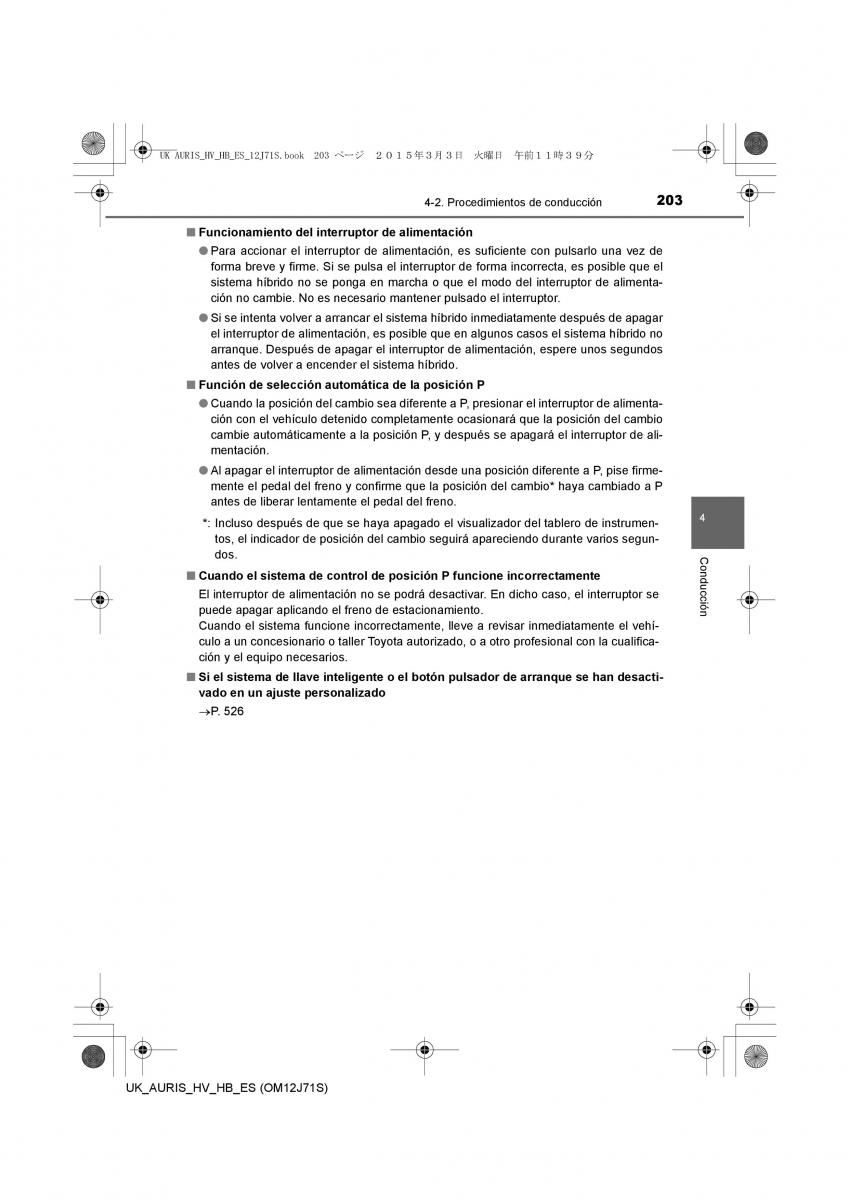 Toyota Auris Hybrid II 2 manual del propietario / page 203