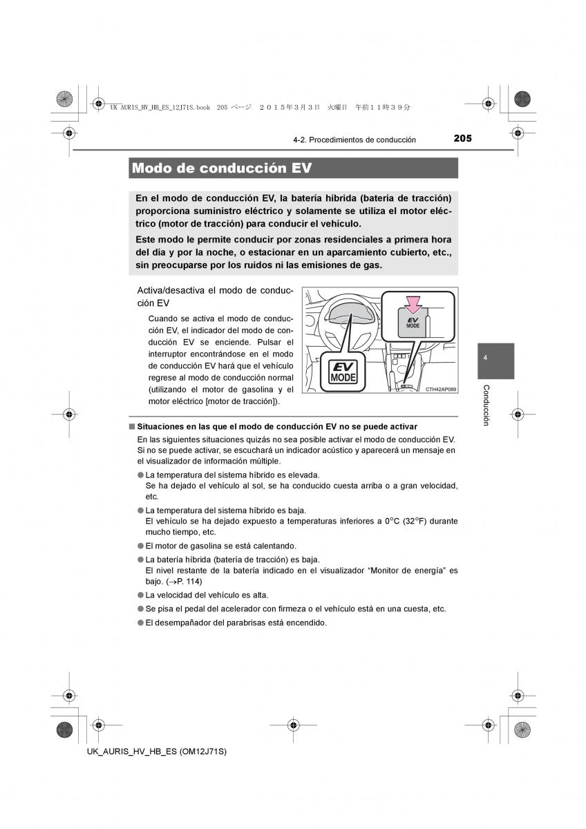 Toyota Auris Hybrid II 2 manual del propietario / page 205