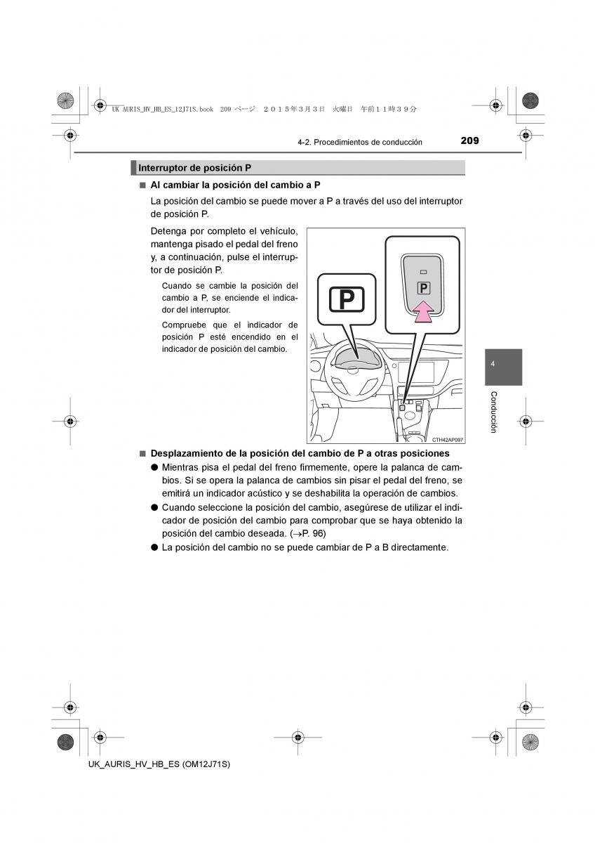 Toyota Auris Hybrid II 2 manual del propietario / page 209