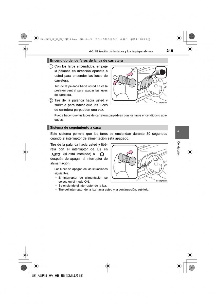 Toyota Auris Hybrid II 2 manual del propietario / page 219