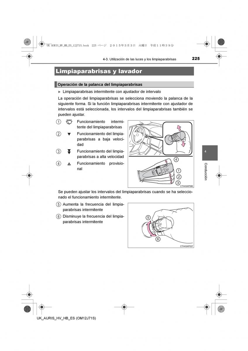 Toyota Auris Hybrid II 2 manual del propietario / page 225