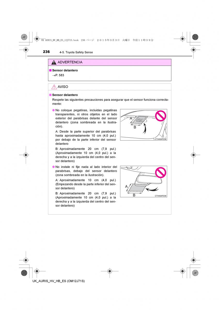 Toyota Auris Hybrid II 2 manual del propietario / page 236