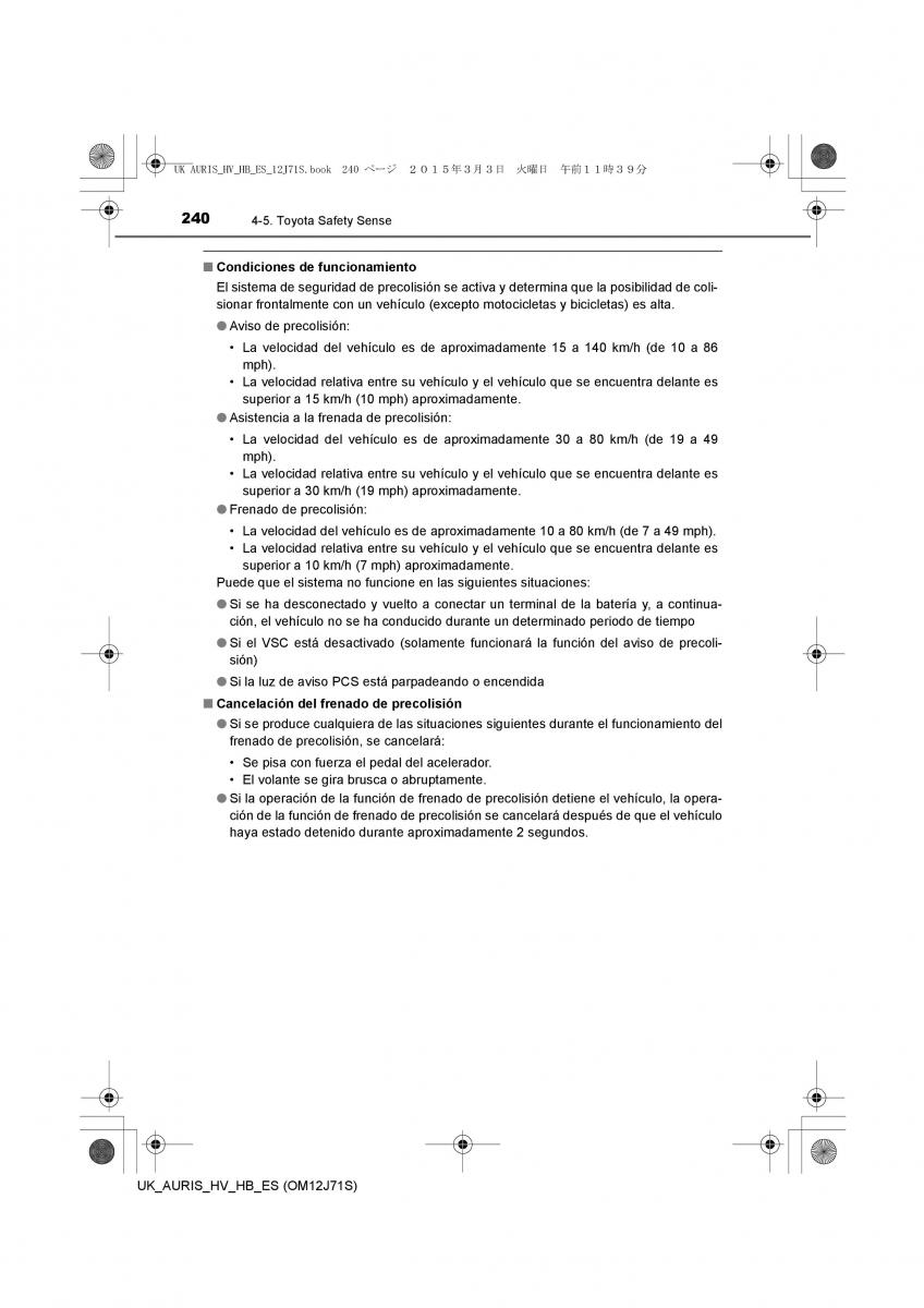 Toyota Auris Hybrid II 2 manual del propietario / page 240