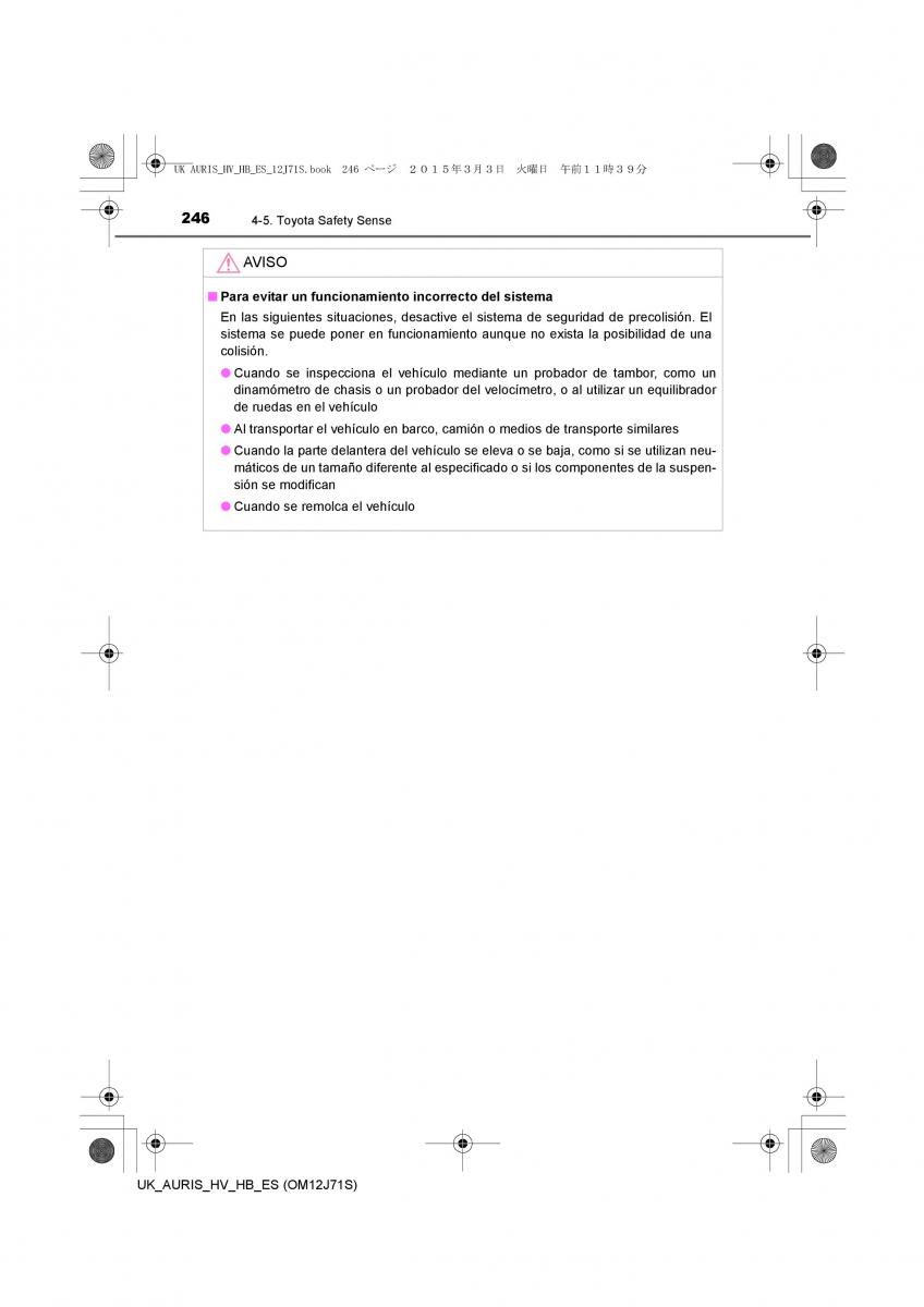 Toyota Auris Hybrid II 2 manual del propietario / page 246