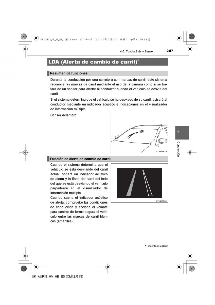 Toyota Auris Hybrid II 2 manual del propietario / page 247