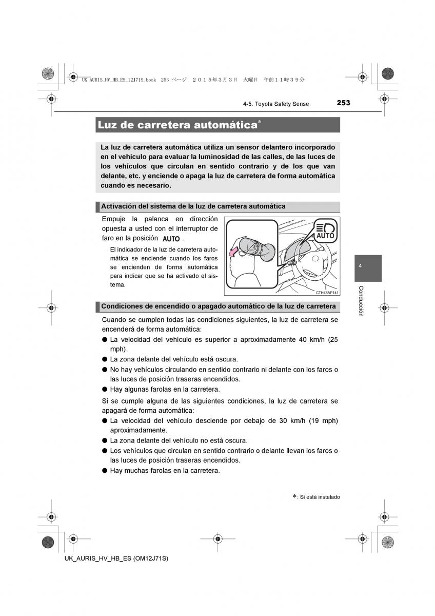 Toyota Auris Hybrid II 2 manual del propietario / page 253