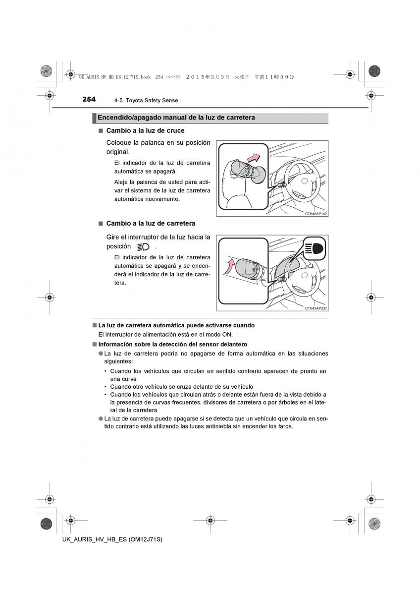 Toyota Auris Hybrid II 2 manual del propietario / page 254