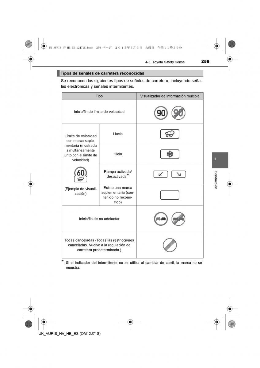 Toyota Auris Hybrid II 2 manual del propietario / page 259