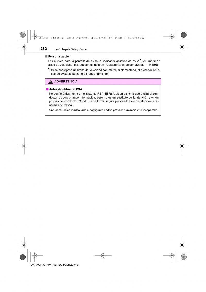 Toyota Auris Hybrid II 2 manual del propietario / page 262