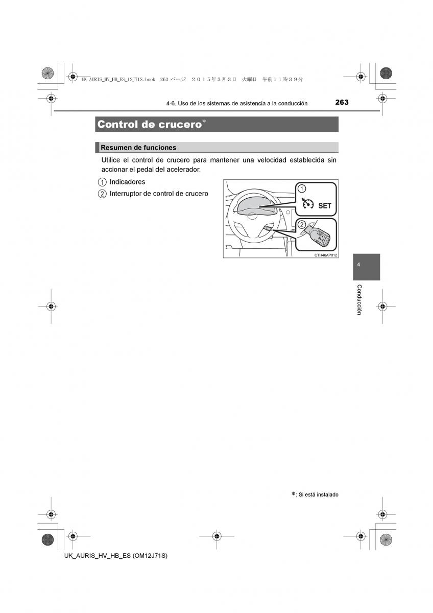 Toyota Auris Hybrid II 2 manual del propietario / page 263