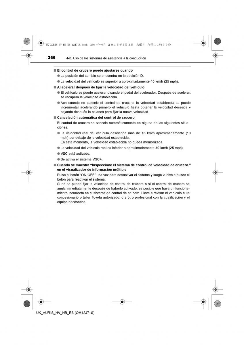 Toyota Auris Hybrid II 2 manual del propietario / page 266