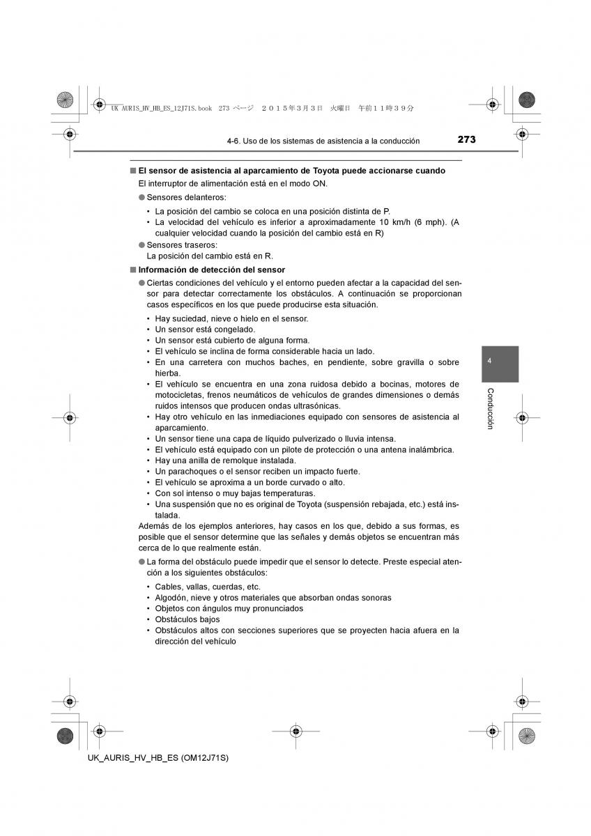 Toyota Auris Hybrid II 2 manual del propietario / page 273