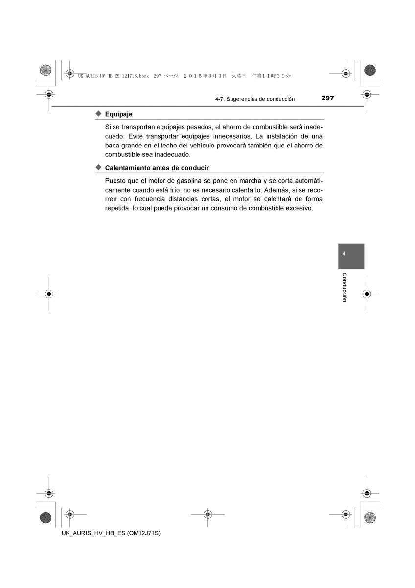 Toyota Auris Hybrid II 2 manual del propietario / page 297