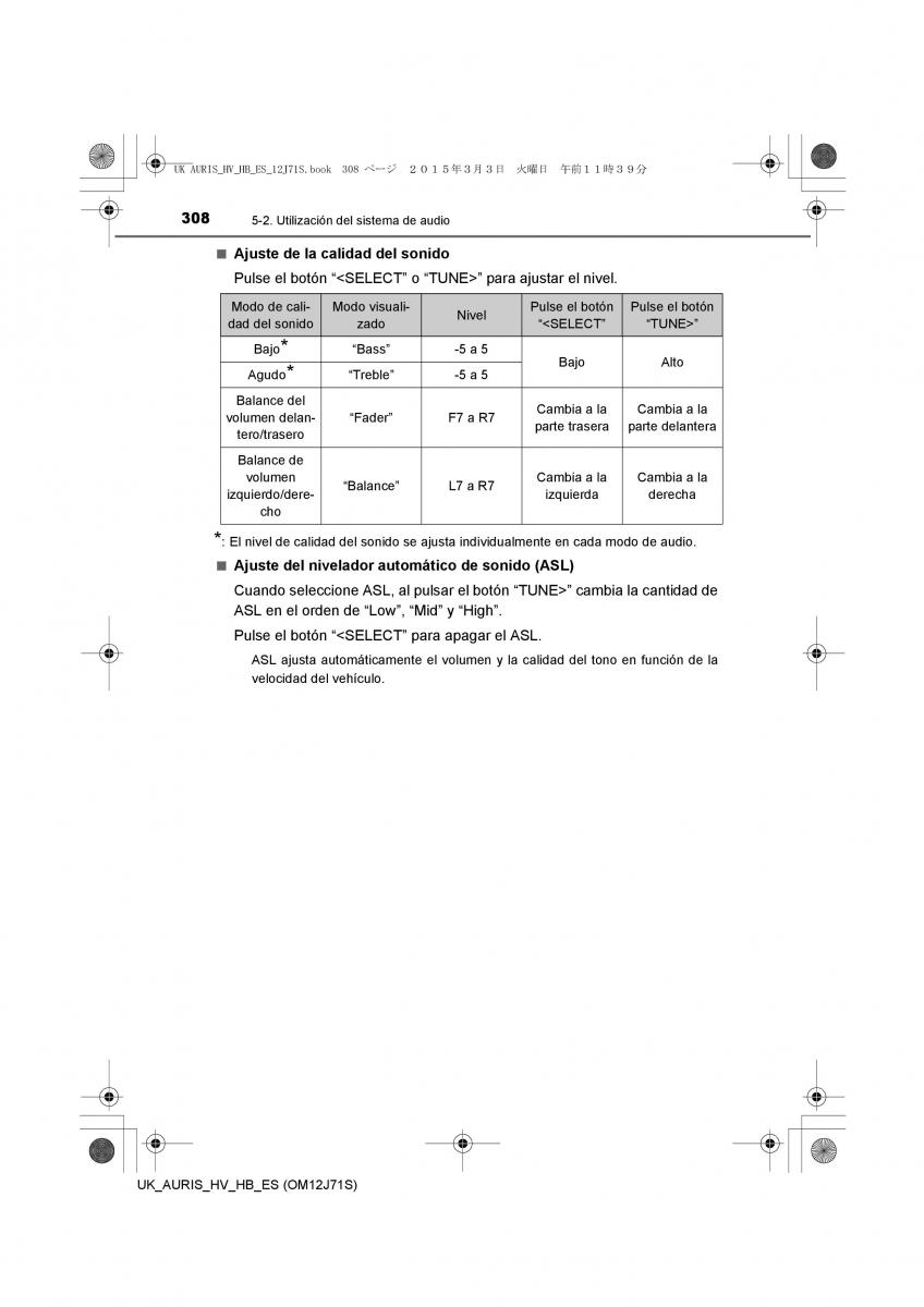 Toyota Auris Hybrid II 2 manual del propietario / page 308