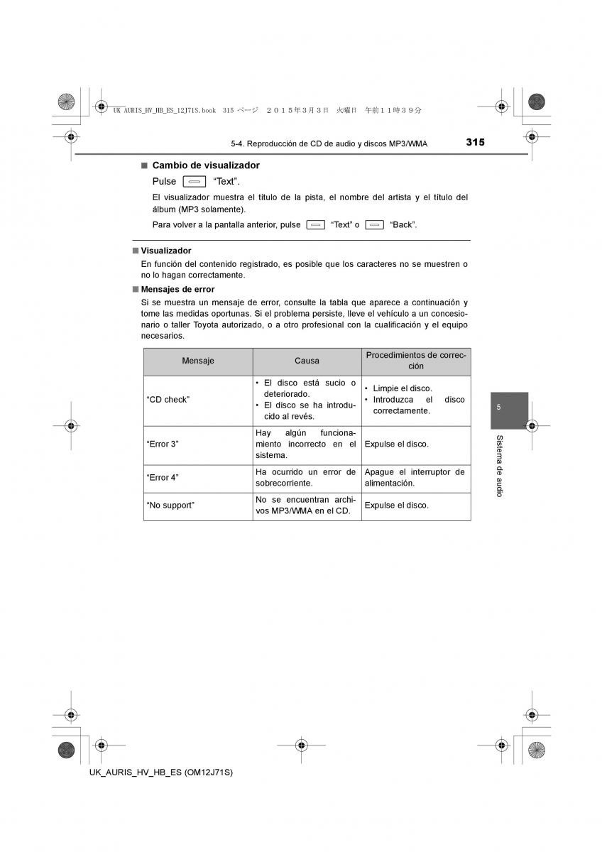 Toyota Auris Hybrid II 2 manual del propietario / page 315