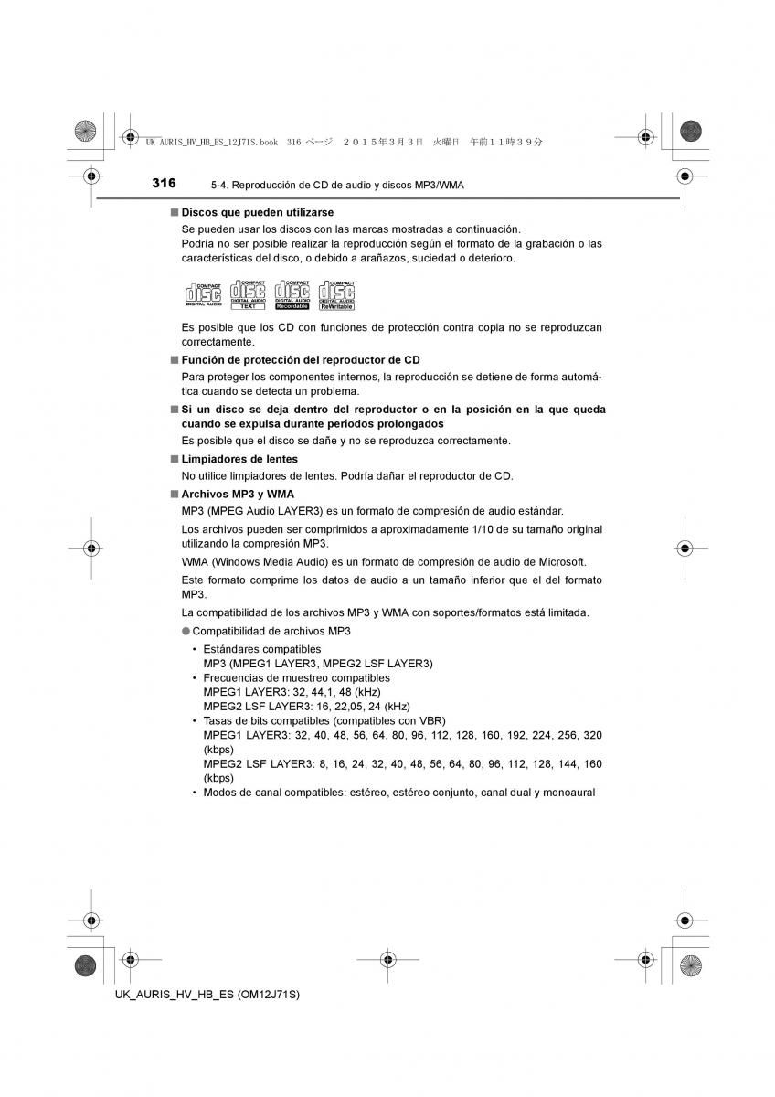 Toyota Auris Hybrid II 2 manual del propietario / page 316