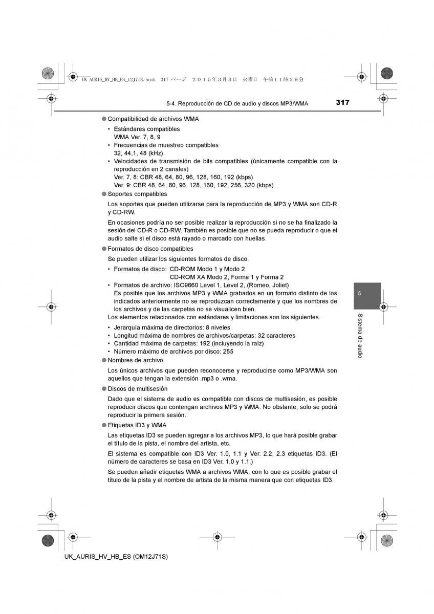 Toyota Auris Hybrid II 2 manual del propietario / page 317