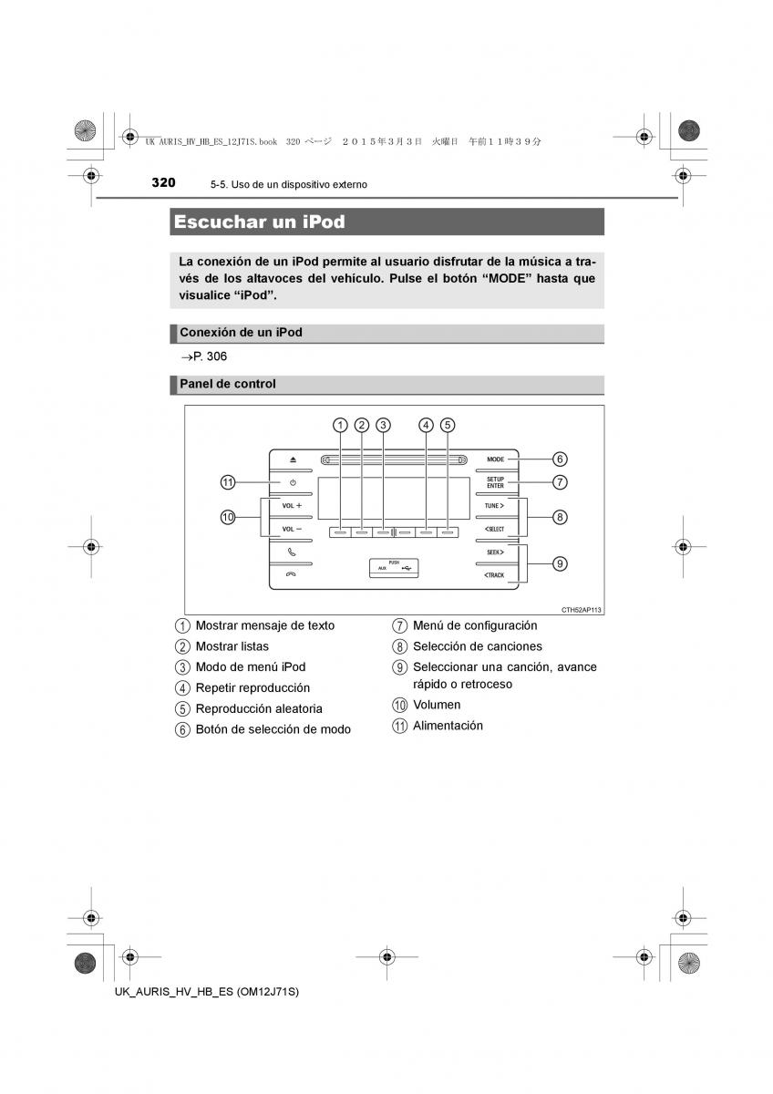 Toyota Auris Hybrid II 2 manual del propietario / page 320