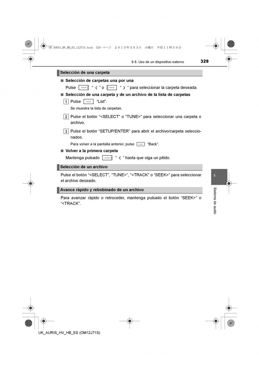 Toyota Auris Hybrid II 2 manual del propietario / page 329