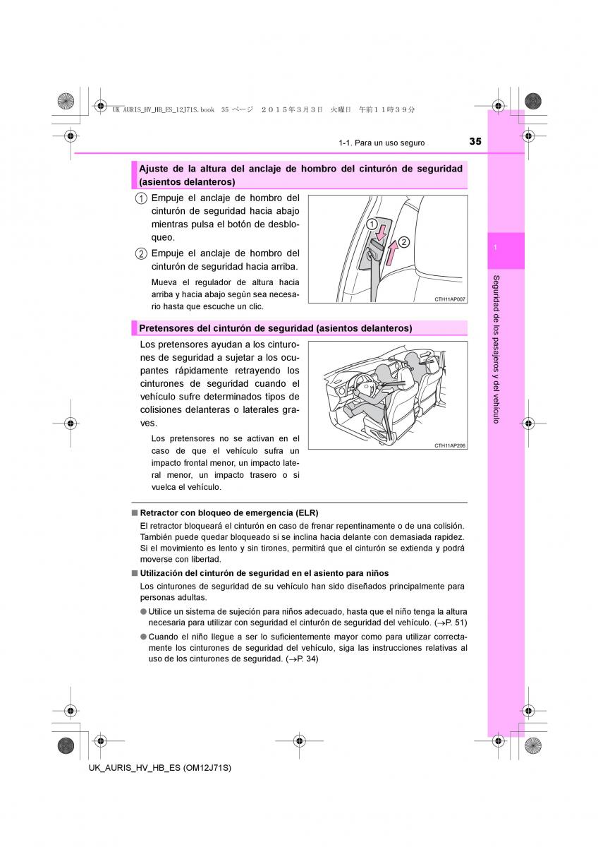 Toyota Auris Hybrid II 2 manual del propietario / page 35