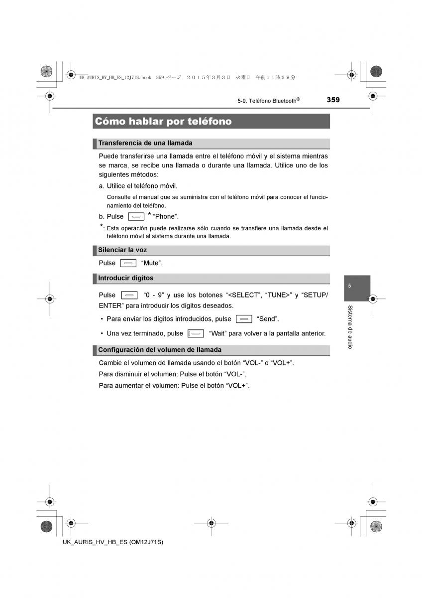 Toyota Auris Hybrid II 2 manual del propietario / page 359