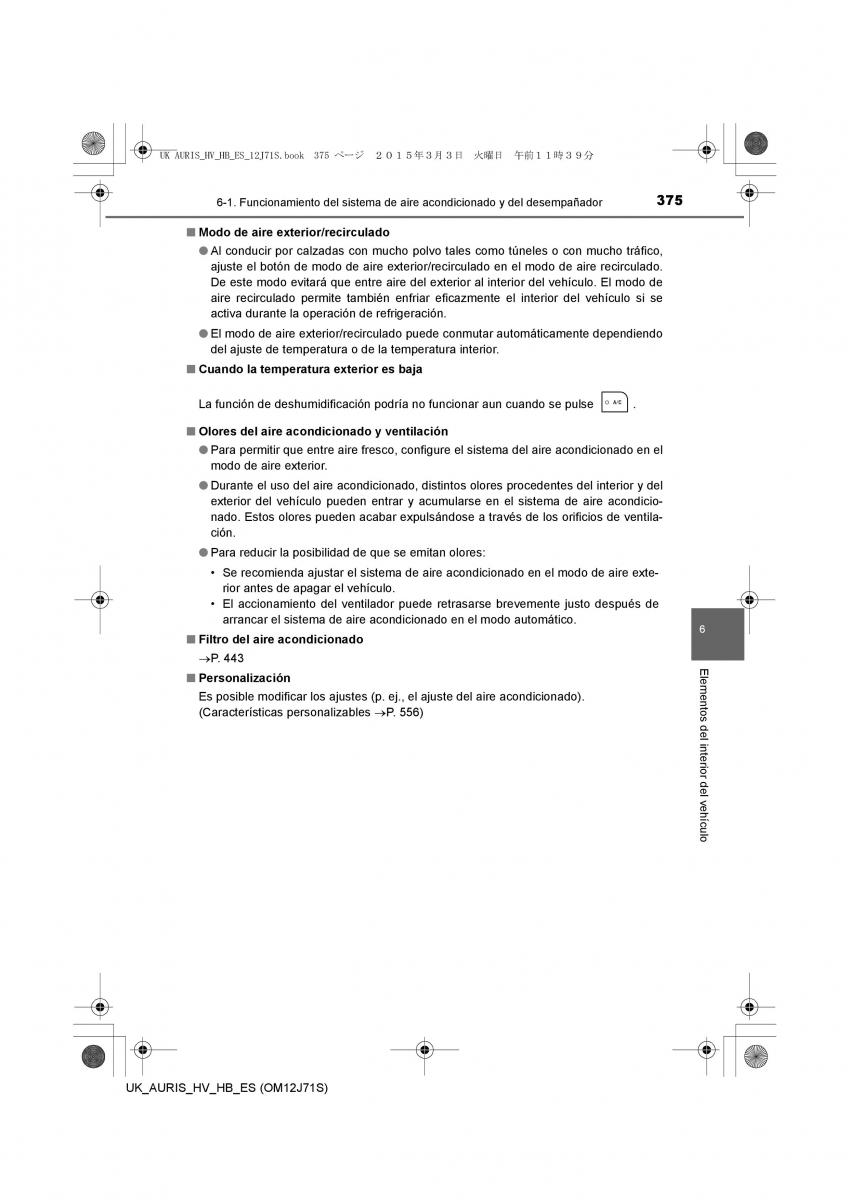 Toyota Auris Hybrid II 2 manual del propietario / page 375