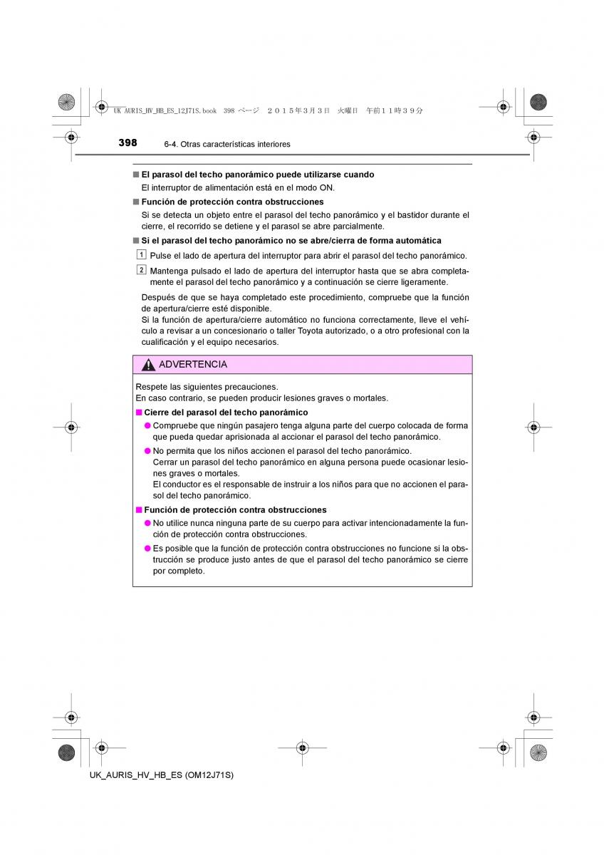 Toyota Auris Hybrid II 2 manual del propietario / page 398