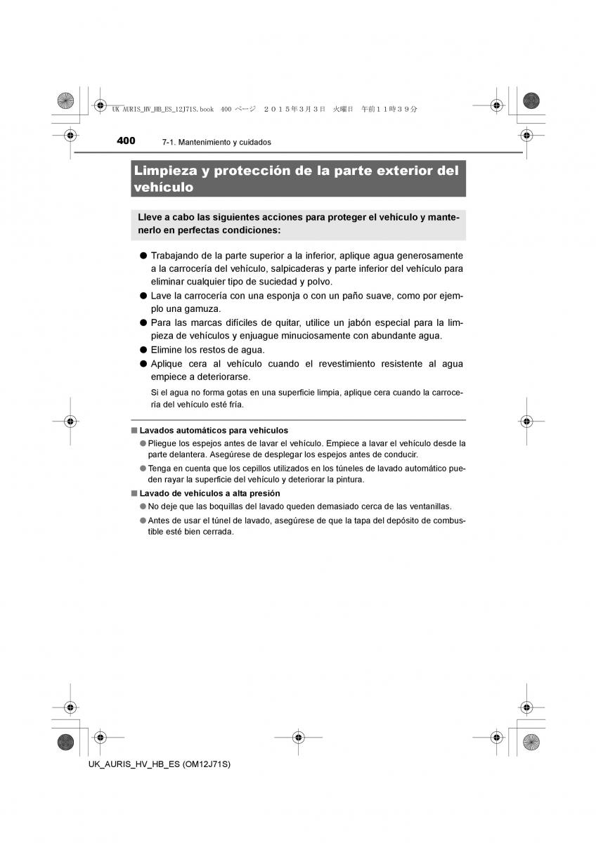 Toyota Auris Hybrid II 2 manual del propietario / page 400