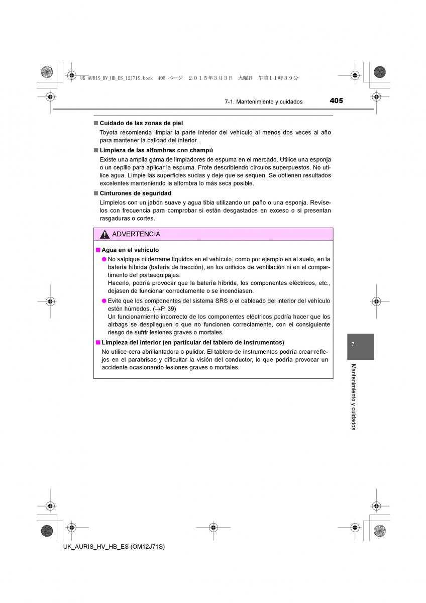 Toyota Auris Hybrid II 2 manual del propietario / page 405