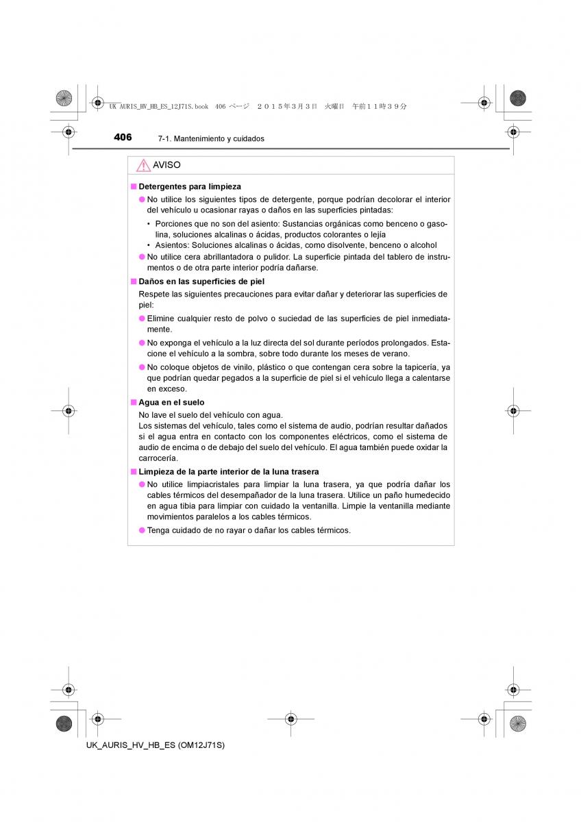 Toyota Auris Hybrid II 2 manual del propietario / page 406