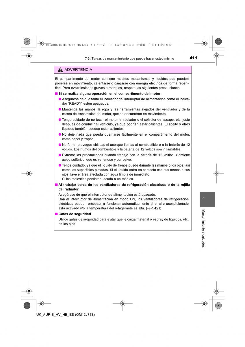 Toyota Auris Hybrid II 2 manual del propietario / page 411