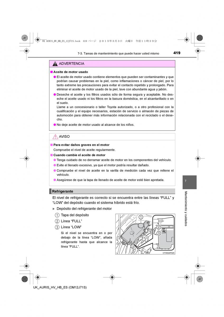 Toyota Auris Hybrid II 2 manual del propietario / page 419