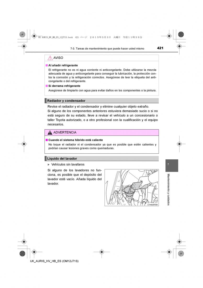 Toyota Auris Hybrid II 2 manual del propietario / page 421