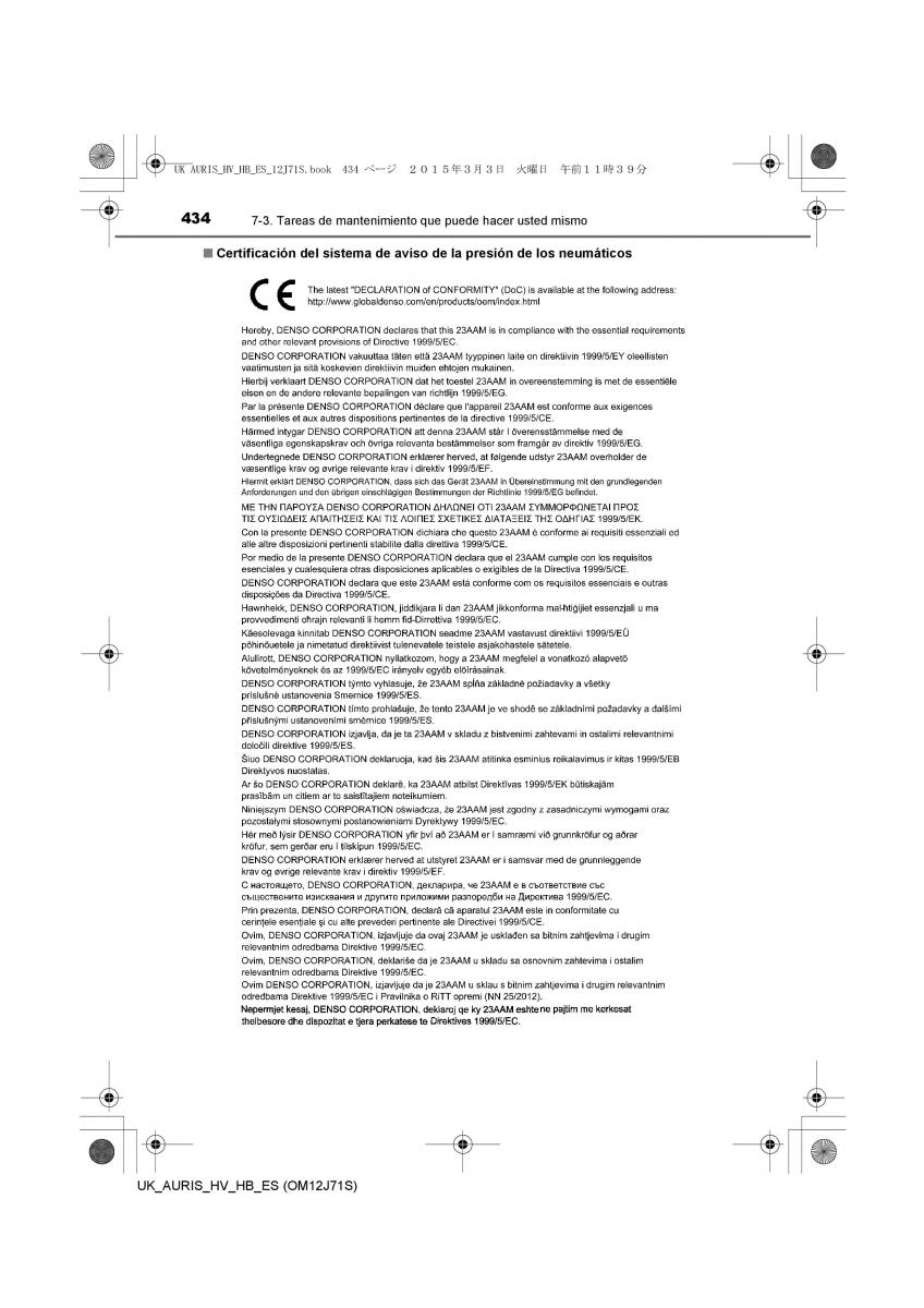 Toyota Auris Hybrid II 2 manual del propietario / page 434