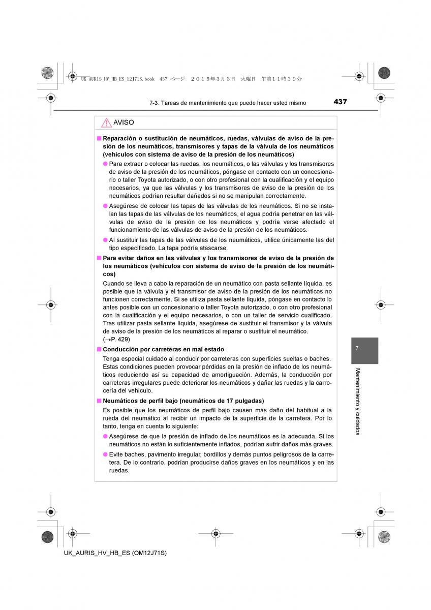 Toyota Auris Hybrid II 2 manual del propietario / page 437