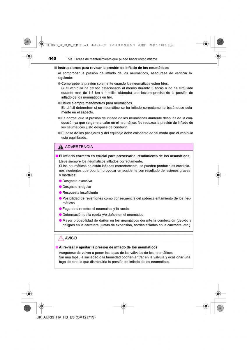 Toyota Auris Hybrid II 2 manual del propietario / page 440