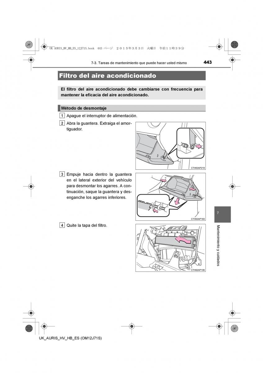 Toyota Auris Hybrid II 2 manual del propietario / page 443