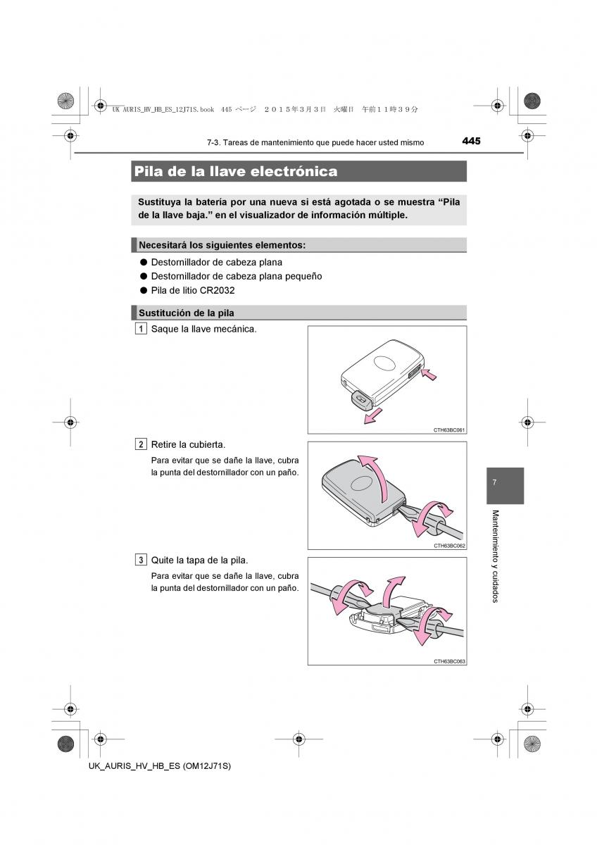 Toyota Auris Hybrid II 2 manual del propietario / page 445